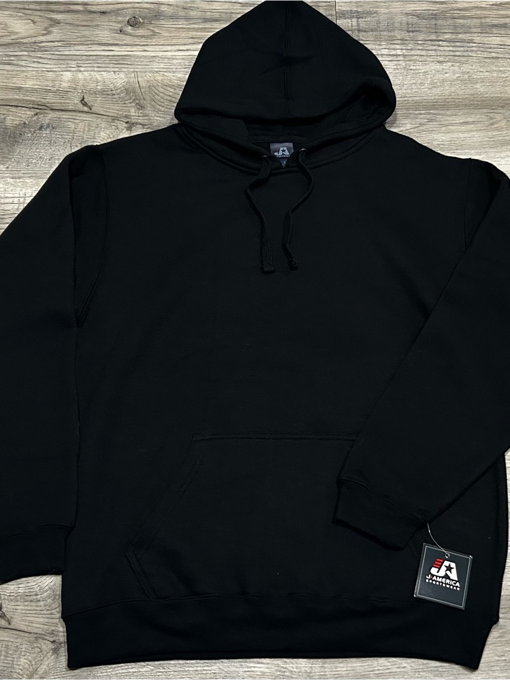 J. America Men's Black Pullover Hoodie with Kangaroo Pocket